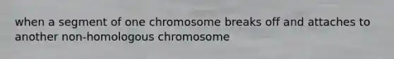 when a segment of one chromosome breaks off and attaches to another non-homologous chromosome