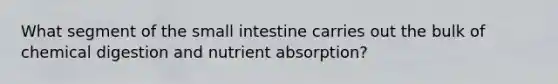 What segment of the small intestine carries out the bulk of chemical digestion and nutrient absorption?