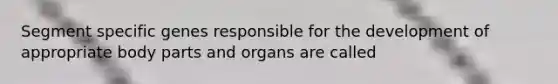 Segment specific genes responsible for the development of appropriate body parts and organs are called