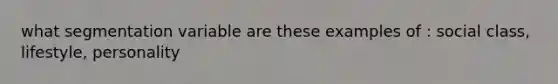 what segmentation variable are these examples of : social class, lifestyle, personality