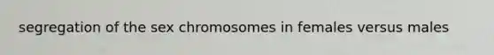 segregation of the sex chromosomes in females versus males