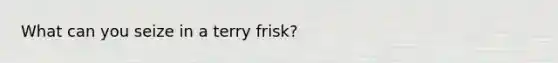 What can you seize in a terry frisk?