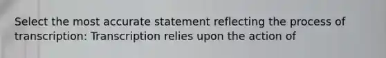 Select the most accurate statement reflecting the process of transcription: Transcription relies upon the action of