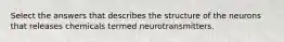 Select the answers that describes the structure of the neurons that releases chemicals termed neurotransmitters.