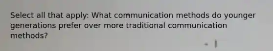 Select all that apply: What communication methods do younger generations prefer over more traditional communication methods?