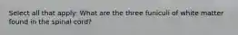 Select all that apply: What are the three funiculi of white matter found in the spinal cord?