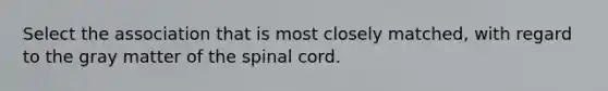 Select the association that is most closely matched, with regard to the gray matter of the spinal cord.