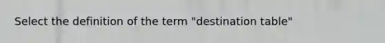 Select the definition of the term "destination table"