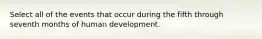 Select all of the events that occur during the fifth through seventh months of human development.