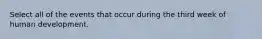 Select all of the events that occur during the third week of human development.