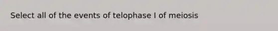 Select all of the events of telophase I of meiosis