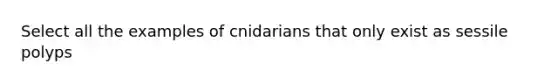 Select all the examples of cnidarians that only exist as sessile polyps