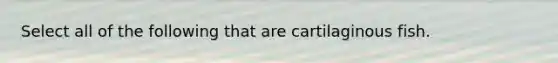 Select all of the following that are cartilaginous fish.