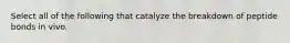 Select all of the following that catalyze the breakdown of peptide bonds in vivo.