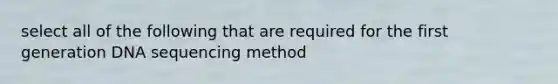 select all of the following that are required for the first generation DNA sequencing method