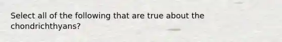 Select all of the following that are true about the chondrichthyans?