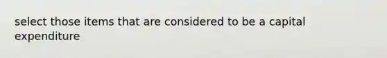 select those items that are considered to be a capital expenditure