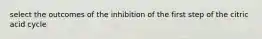 select the outcomes of the inhibition of the first step of the citric acid cycle