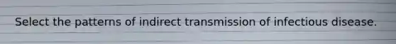 Select the patterns of indirect transmission of infectious disease.