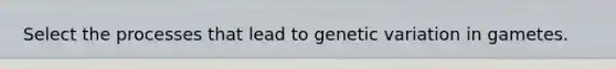 Select the processes that lead to genetic variation in gametes.