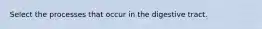 Select the processes that occur in the digestive tract.