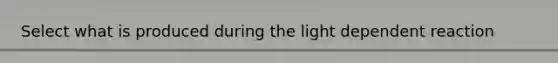 Select what is produced during the light dependent reaction