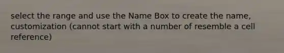 select the range and use the Name Box to create the name, customization (cannot start with a number of resemble a cell reference)