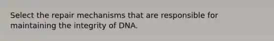 Select the repair mechanisms that are responsible for maintaining the integrity of DNA.