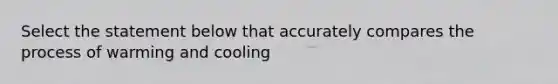 Select the statement below that accurately compares the process of warming and cooling