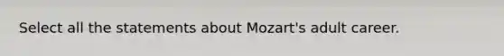 Select all the statements about Mozart's adult career.