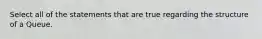 Select all of the statements that are true regarding the structure of a Queue.