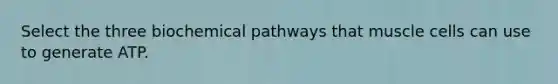 Select the three biochemical pathways that muscle cells can use to generate ATP.