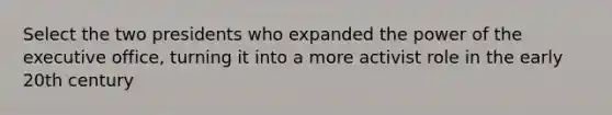 Select the two presidents who expanded the power of the executive office, turning it into a more activist role in the early 20th century