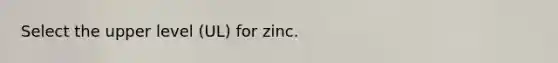 Select the upper level (UL) for zinc.