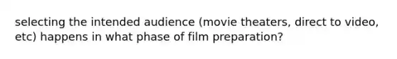 selecting the intended audience (movie theaters, direct to video, etc) happens in what phase of film preparation?