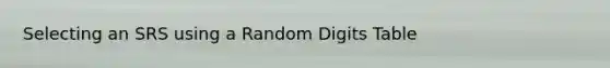 Selecting an SRS using a Random Digits Table