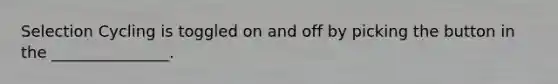 Selection Cycling is toggled on and off by picking the button in the _______________.