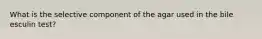 What is the selective component of the agar used in the bile esculin test?