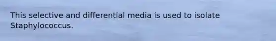 This selective and differential media is used to isolate Staphylococcus.