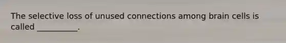 The selective loss of unused connections among brain cells is called __________.