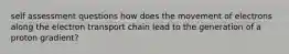 self assessment questions how does the movement of electrons along the electron transport chain lead to the generation of a proton gradient?