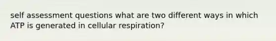 self assessment questions what are two different ways in which ATP is generated in cellular respiration?