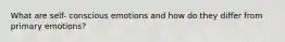 What are self- conscious emotions and how do they differ from primary emotions?