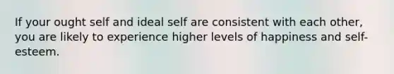 If your ought self and ideal self are consistent with each other, you are likely to experience higher levels of happiness and self-esteem.