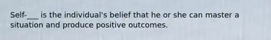 Self-___ is the individual's belief that he or she can master a situation and produce positive outcomes.