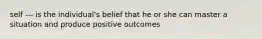 self --- is the individual's belief that he or she can master a situation and produce positive outcomes