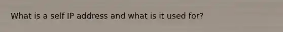 What is a self IP address and what is it used for?