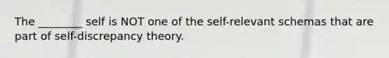 The ________ self is NOT one of the self-relevant schemas that are part of self-discrepancy theory.