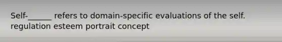 Self-______ refers to domain-specific evaluations of the self. regulation esteem portrait concept