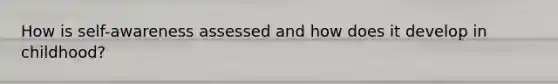 How is self-awareness assessed and how does it develop in childhood?